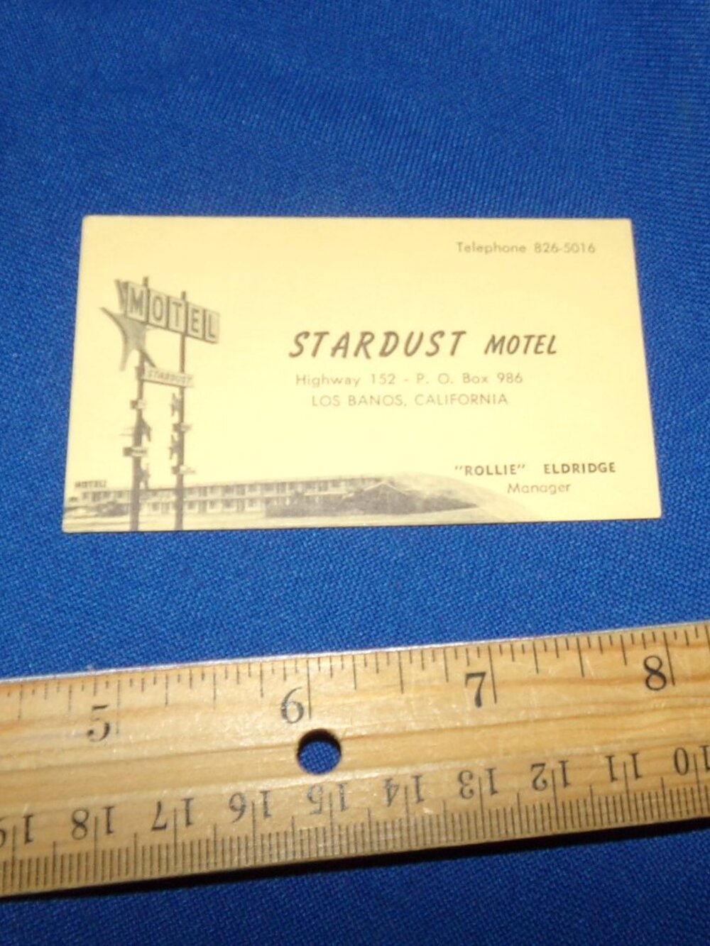 VINTAGE STARDUST MOTEL BUSINESS CARD - LAS BANOS, CALIFORNIA